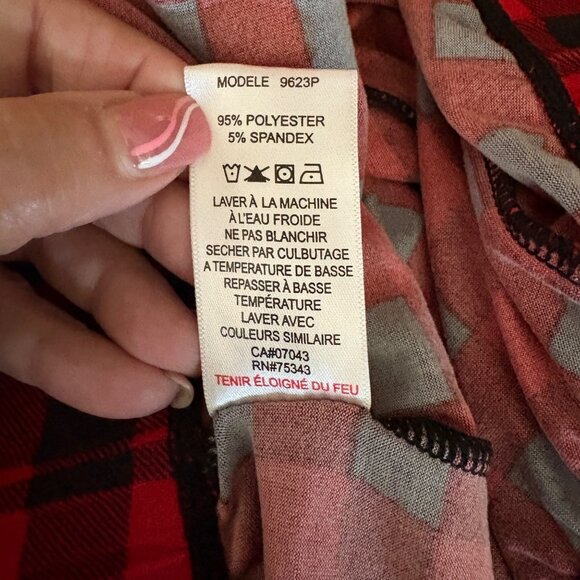 Santas Treasures Red Black Plaid Christmas Pajama Set Womens Sz 1X Cozy Stretch - Picture 6 of 8